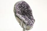 Sparkly Dark Purple Amethyst Geode With Metal Stand #208986-2